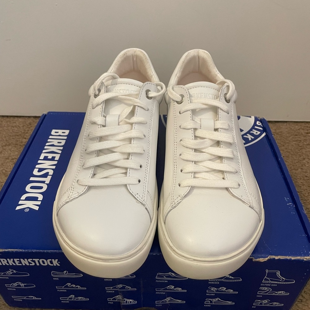 Birkenstock Women’s  White Leather Low-Top Sneakers Size 38